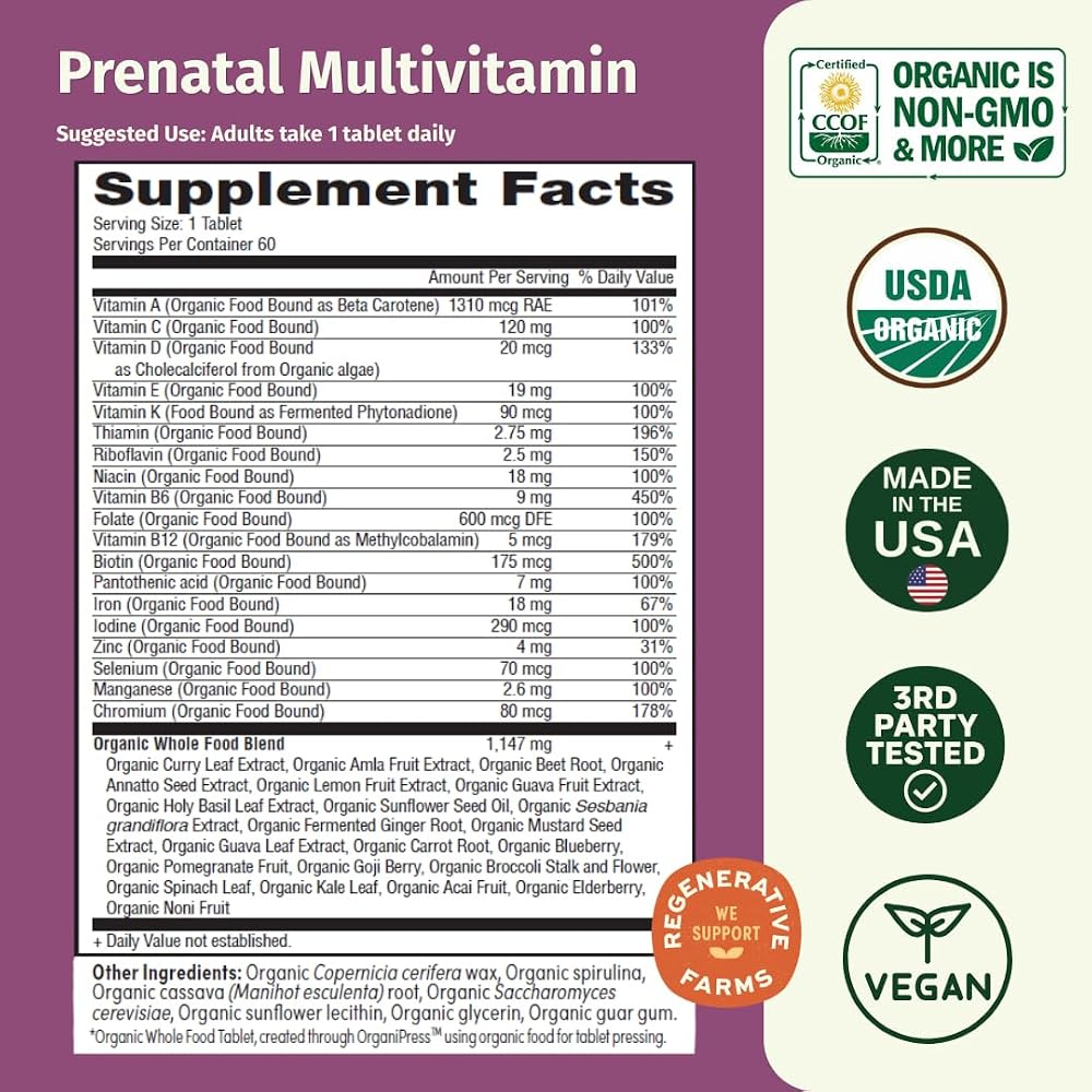 EarthFirst Organic Prenatal Once Daily Multivitamin for Women