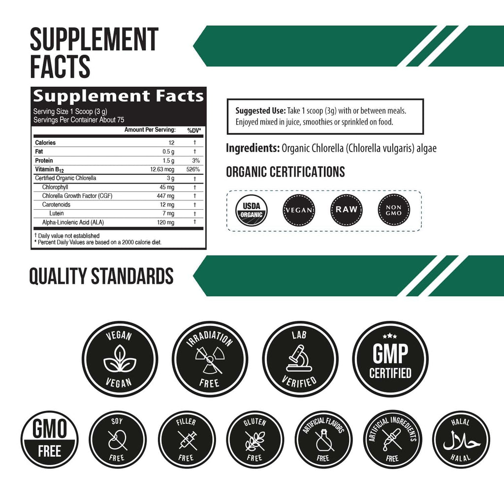 Triquetra Health Organic Chlorella Powder Raw Green Algae - 7.94 oz - image 7