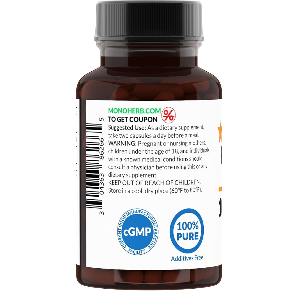 MONOHERB Pygeum Extract 1000 mg - 90 Vegetarian Capsules - image 3