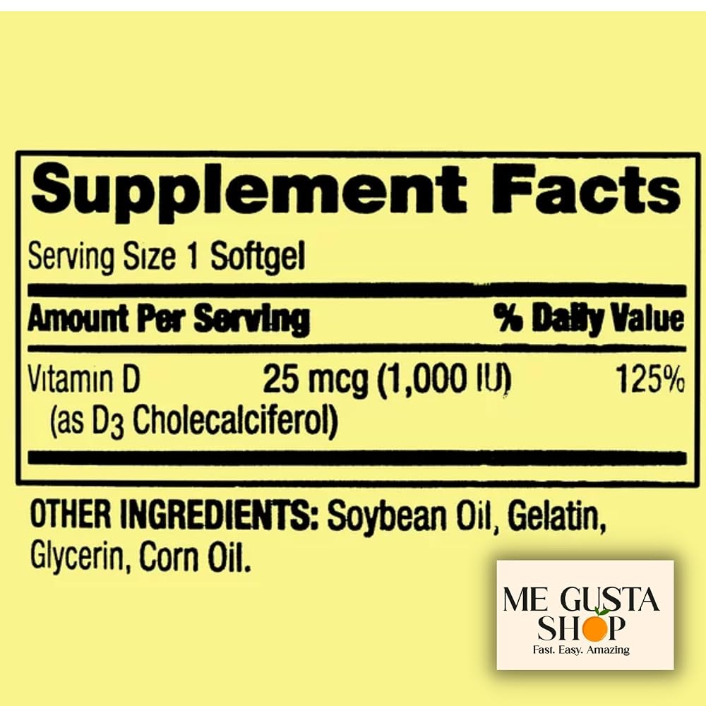 ME GUSTA SHOP Spring Valley Vitamin D 1,000 IU - 450 Softgels - image 2