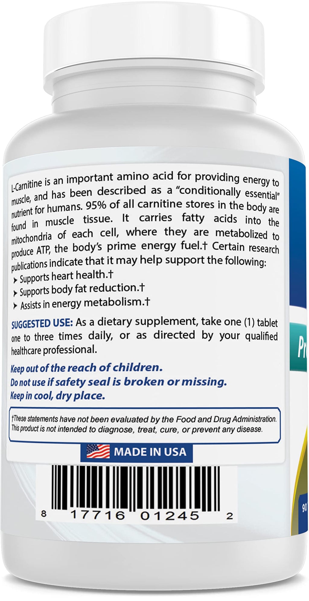 Best Naturals L-Carnitine Tartrate 500 mg - 90 Tablets - image 5
