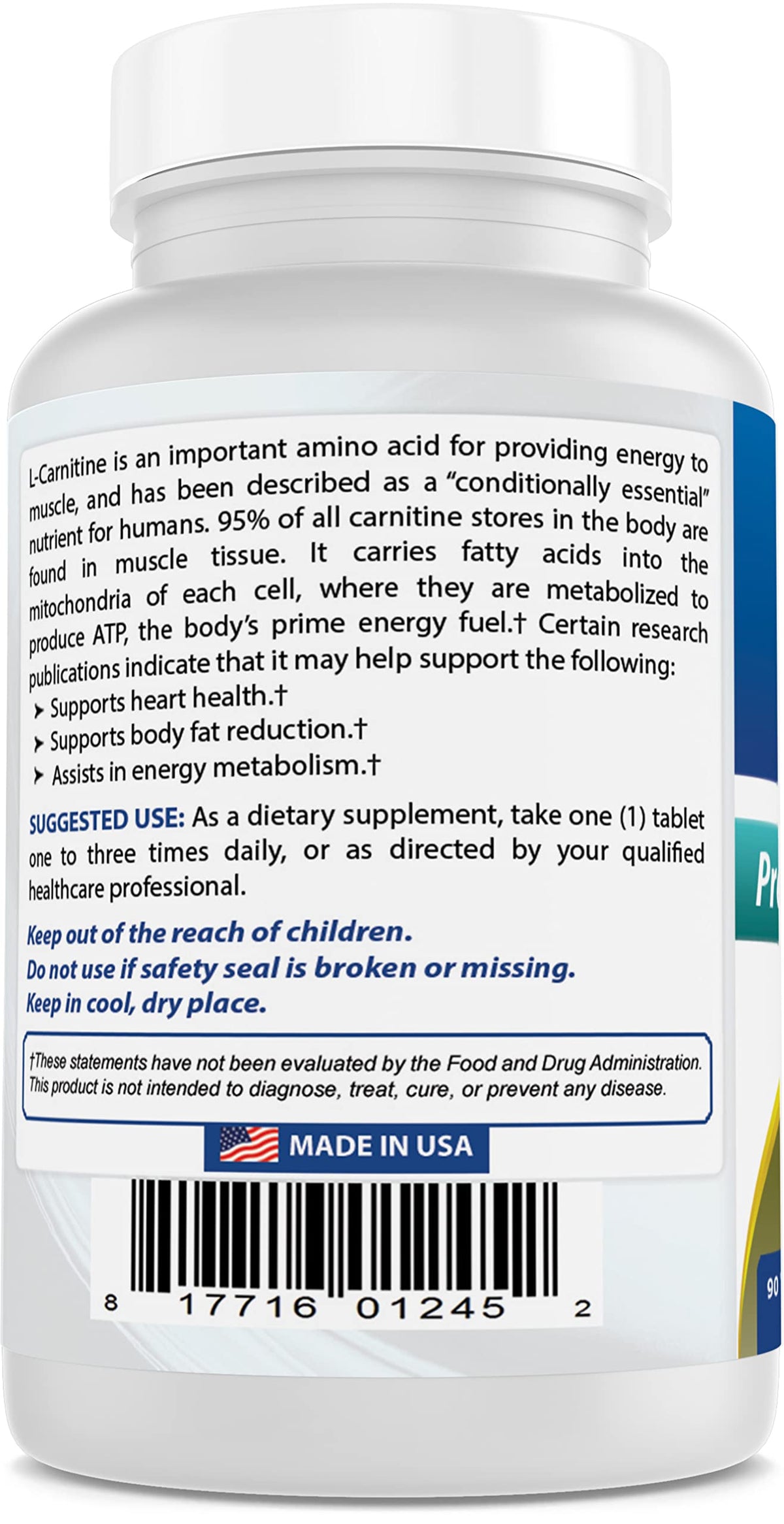 Best Naturals L-Carnitine Tartrate 500 mg - 90 Tablets - image 5