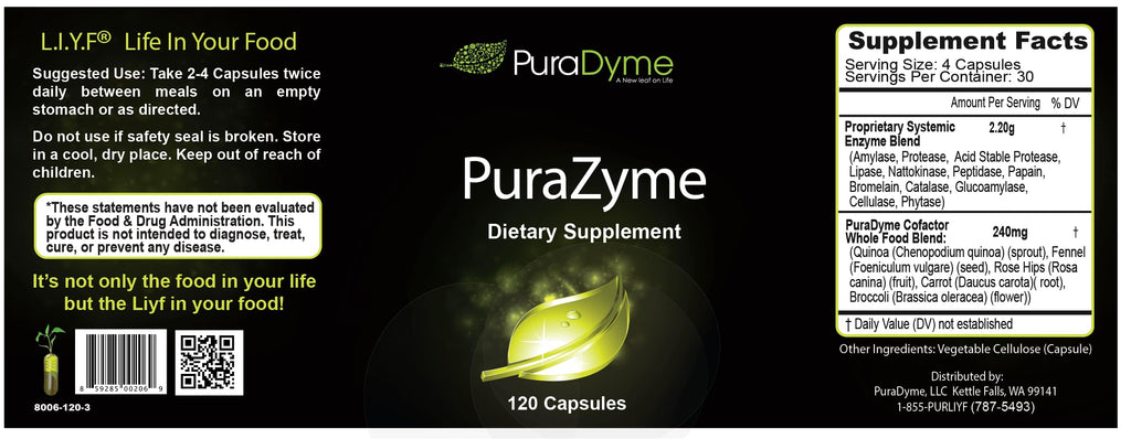 PuraDyme PuraZyme Digestive Enzymes Blend - 120 Capsules - image 2
