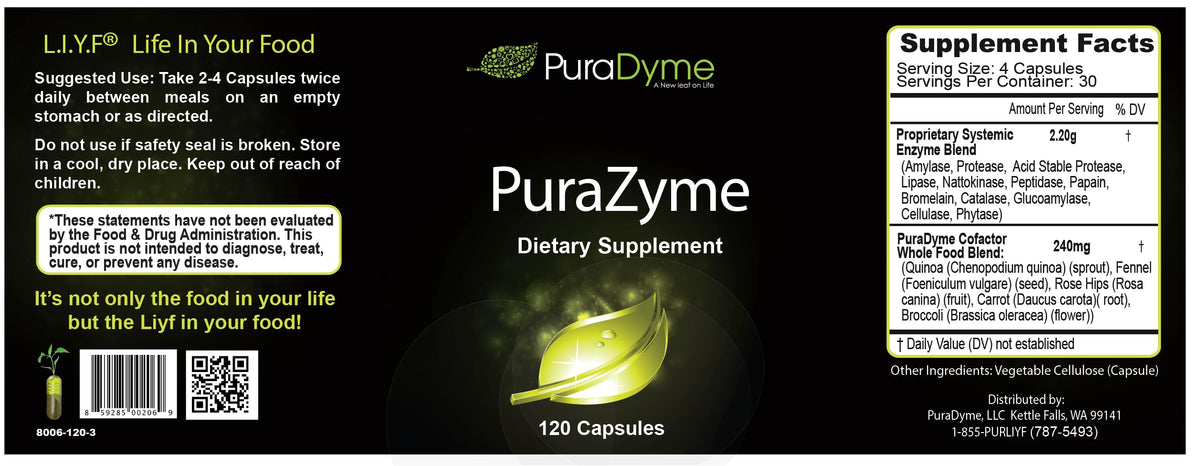 PuraDyme PuraZyme Digestive Enzymes Blend - 120 Capsules - image 2
