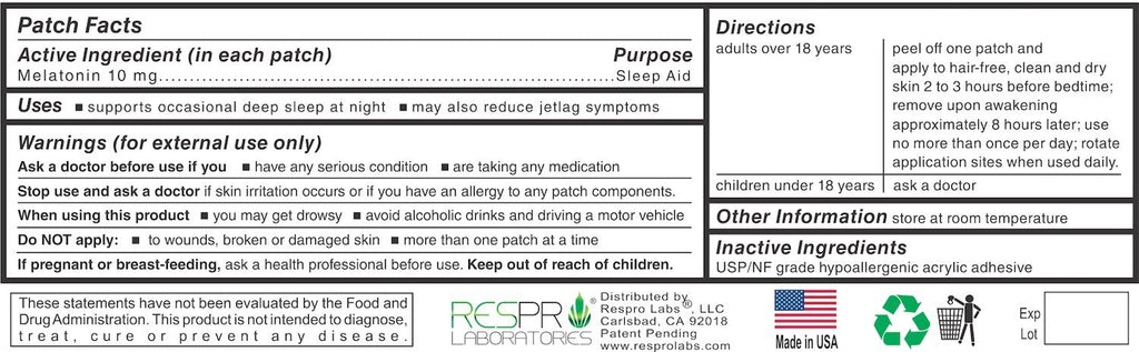 Respro Laboratories Natural Melatonin Patch 10 mg - 10 Count - image 2
