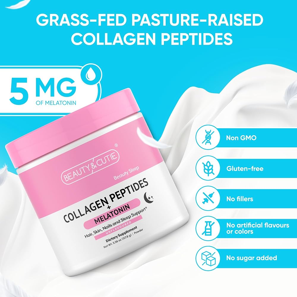 BEAUTY AND CUTIE Melatonin 5 mg Collagen Peptides Powder - 5.56 oz - image 4