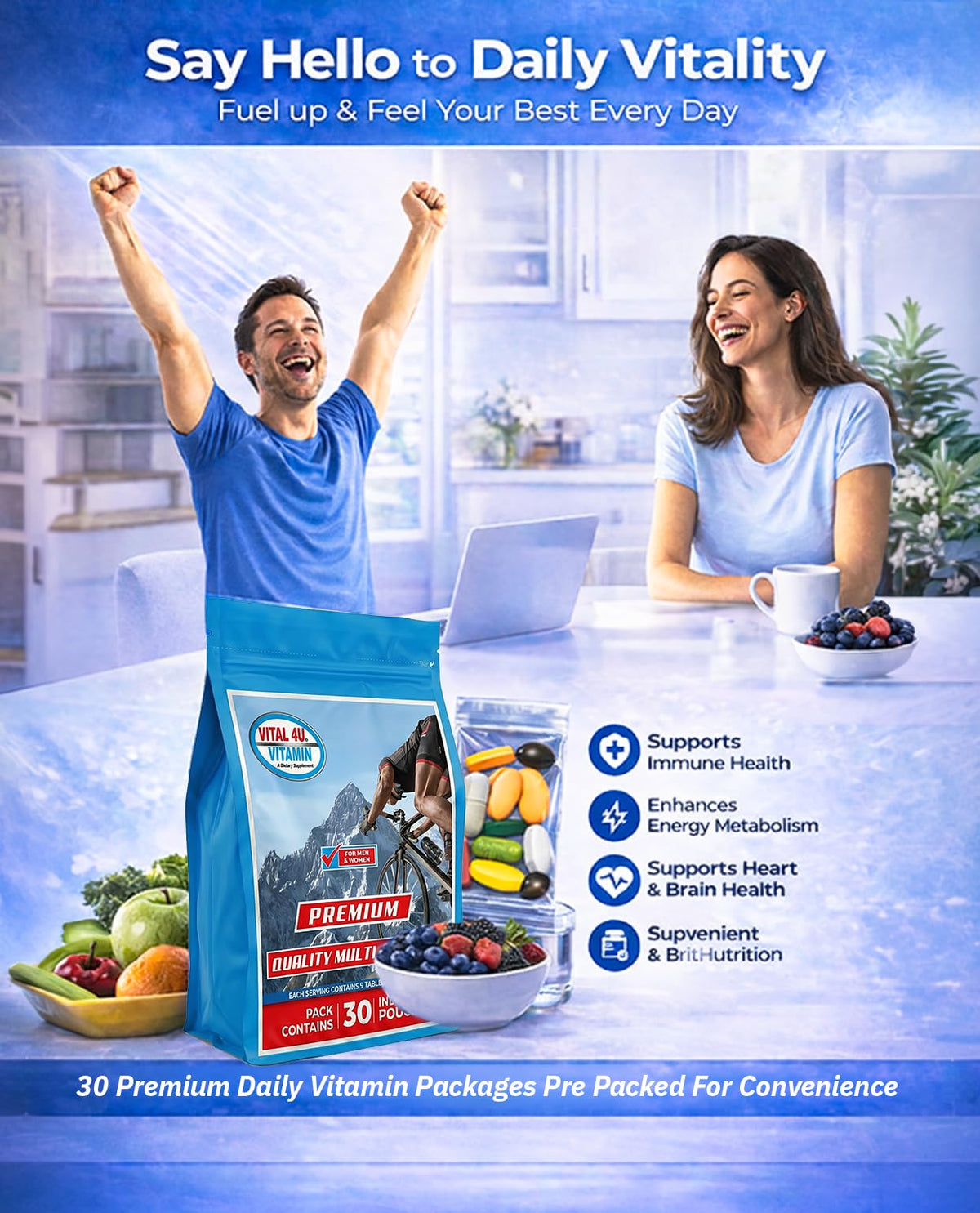 VITAL 4U Premium Daily Multivitamin Packs - 30 Servings - image 4