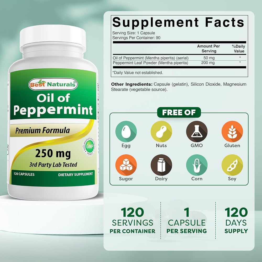 Best Naturals Peppermint Oil 250 mg - 240 Capsules - image 2