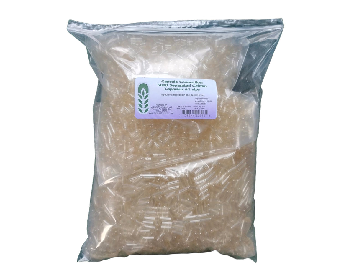 Capsule Connection Size 1 Empty Gelatin Capsules - 5000 Count
