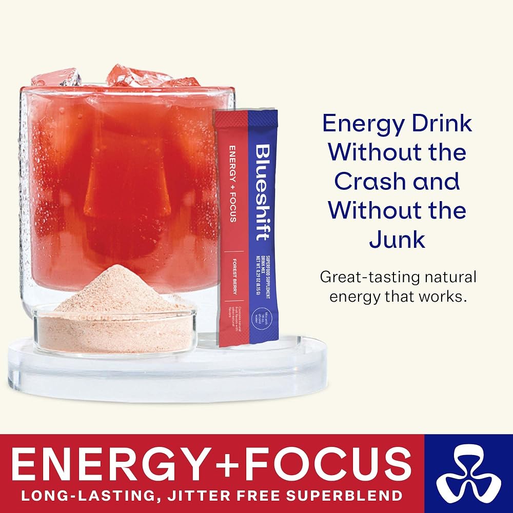Blueshift Energy + Focus Plant-Based Powder - 10 Sticks - image 2