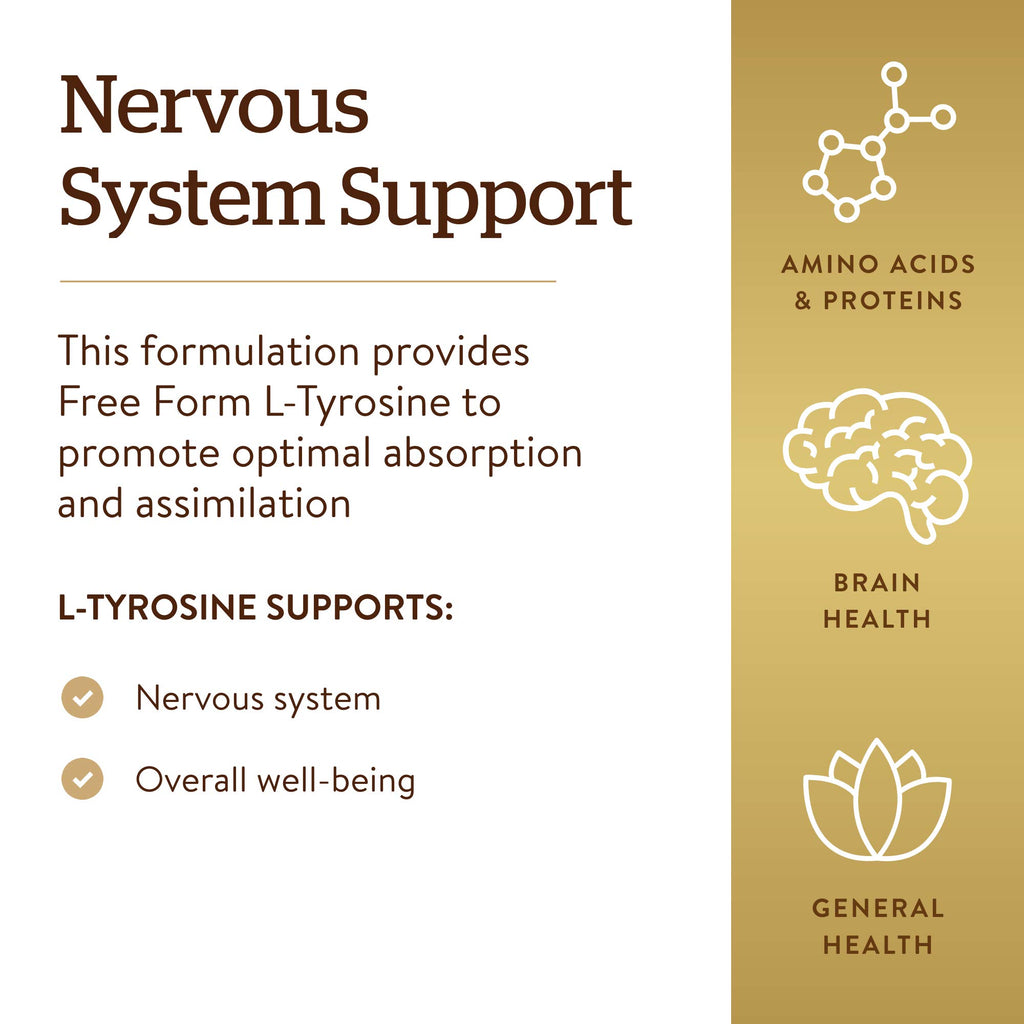 Solgar L-Tyrosine 500 mg Brain Support - 100 Vegetable Capsules - image 4