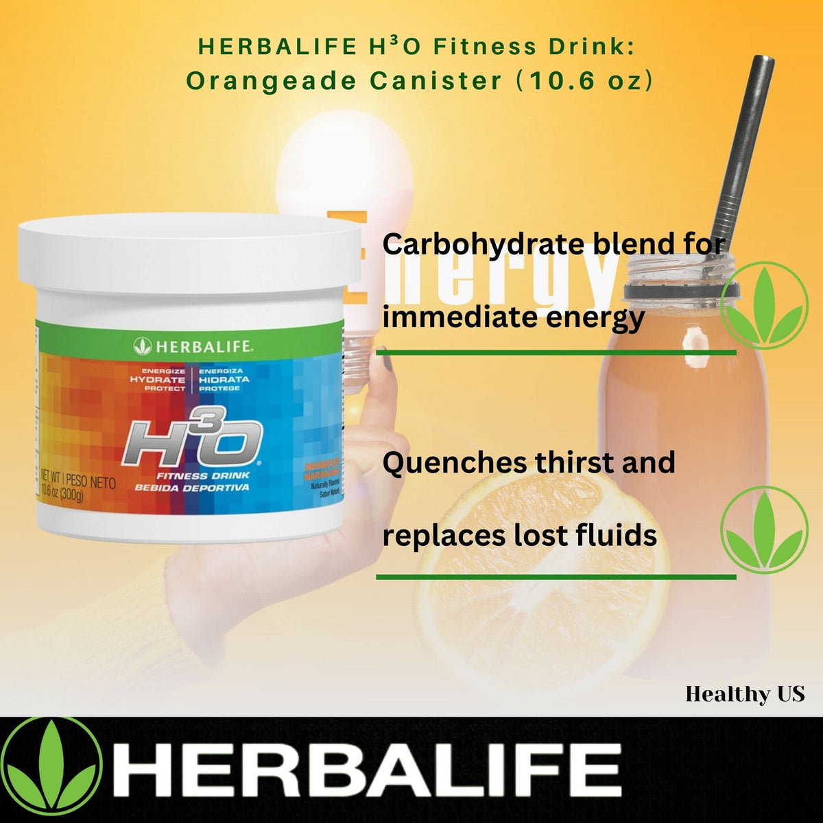 Herbalife H³O Fitness Drink Orangeade Powder - 10.6 Oz - image 5