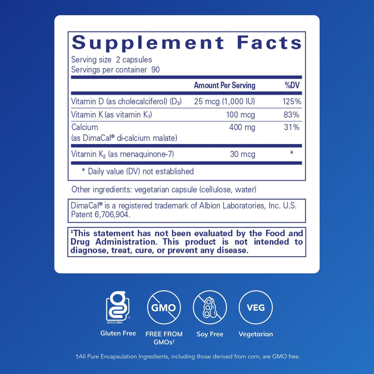 Pure Encapsulations Calcium K/D Bone Health - 180 Capsules - image 2