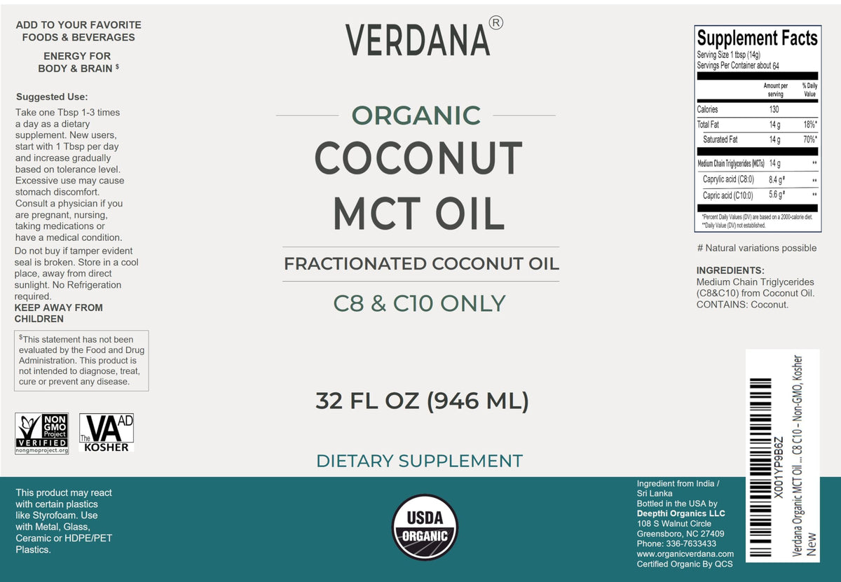 Verdana USDA Organic Coconut MCT Oil – 32 Fl Oz - image 6