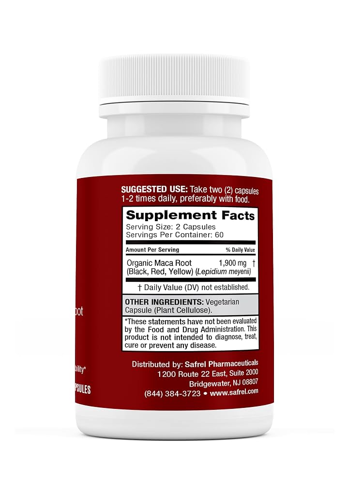 Safrel Organic Maca Root Triple Blend 1900 MG - 120 Vegan Capsules - image 4