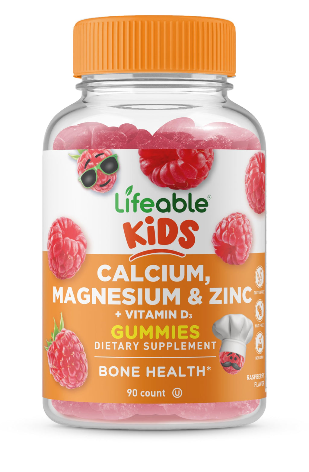 Lifeable Kids Calcium Magnesium Zinc Gummies with Vitamin D3 - 90 Gummies