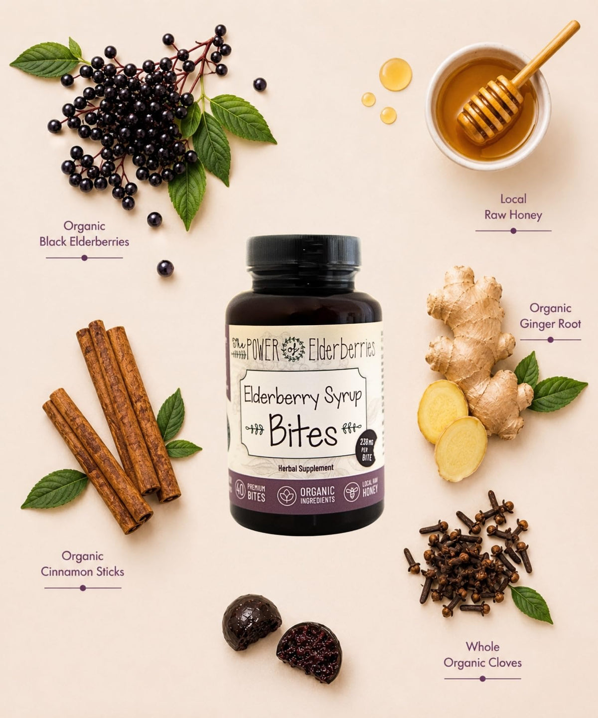 The POWER of Elderberries Elderberry Syrup Bites Immune Support - 40 Count - image 2