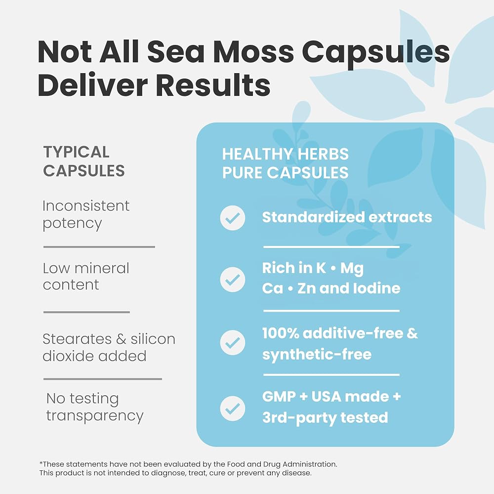 Healthy Herbs Pure Irish Sea Moss Capsules - 120 Count (2-Pack) - image 6