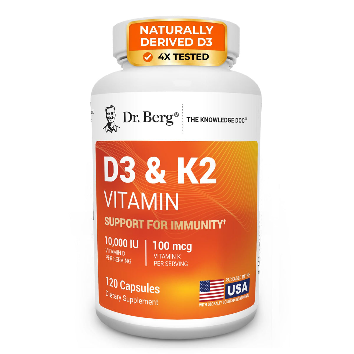 Dr. Berg Maximum Strength Vitamin D3 K2 10,000 IU - 120 Capsules