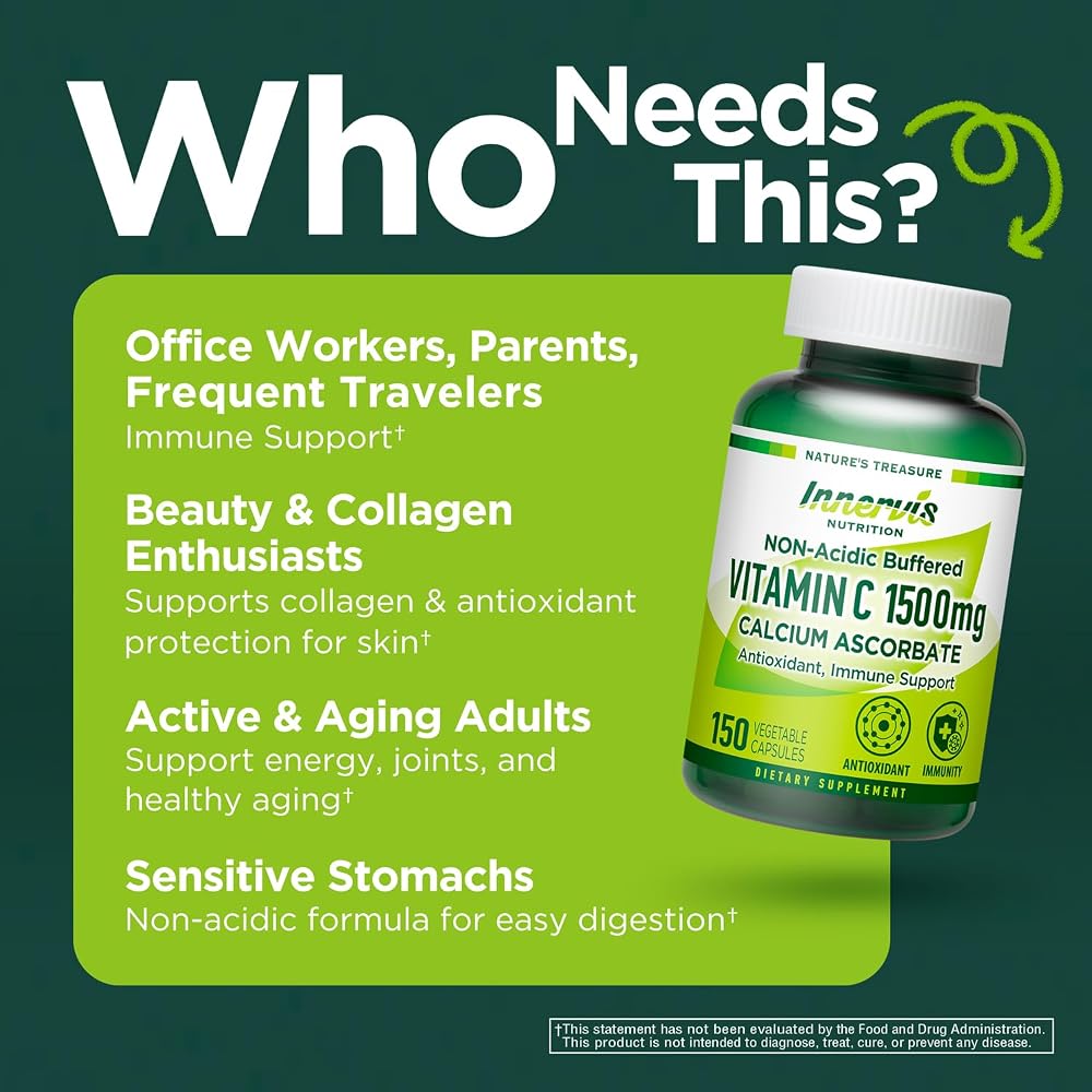 Innervis Nutrition Buffered Vitamin C 1500mg Immune Support - image 3