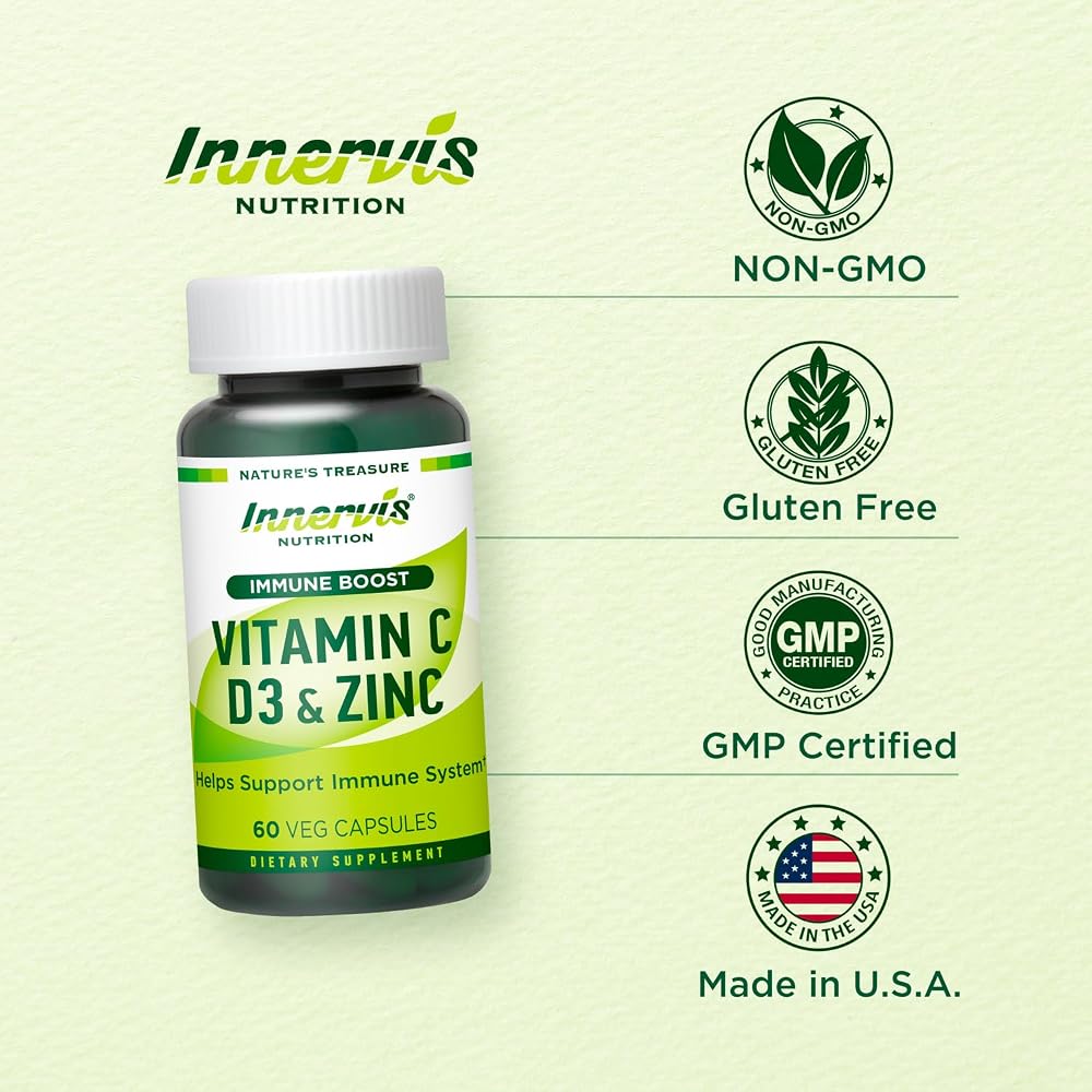 Innervis Nutrition Immune Boost Complex Vitamin C D3 Zinc - image 5