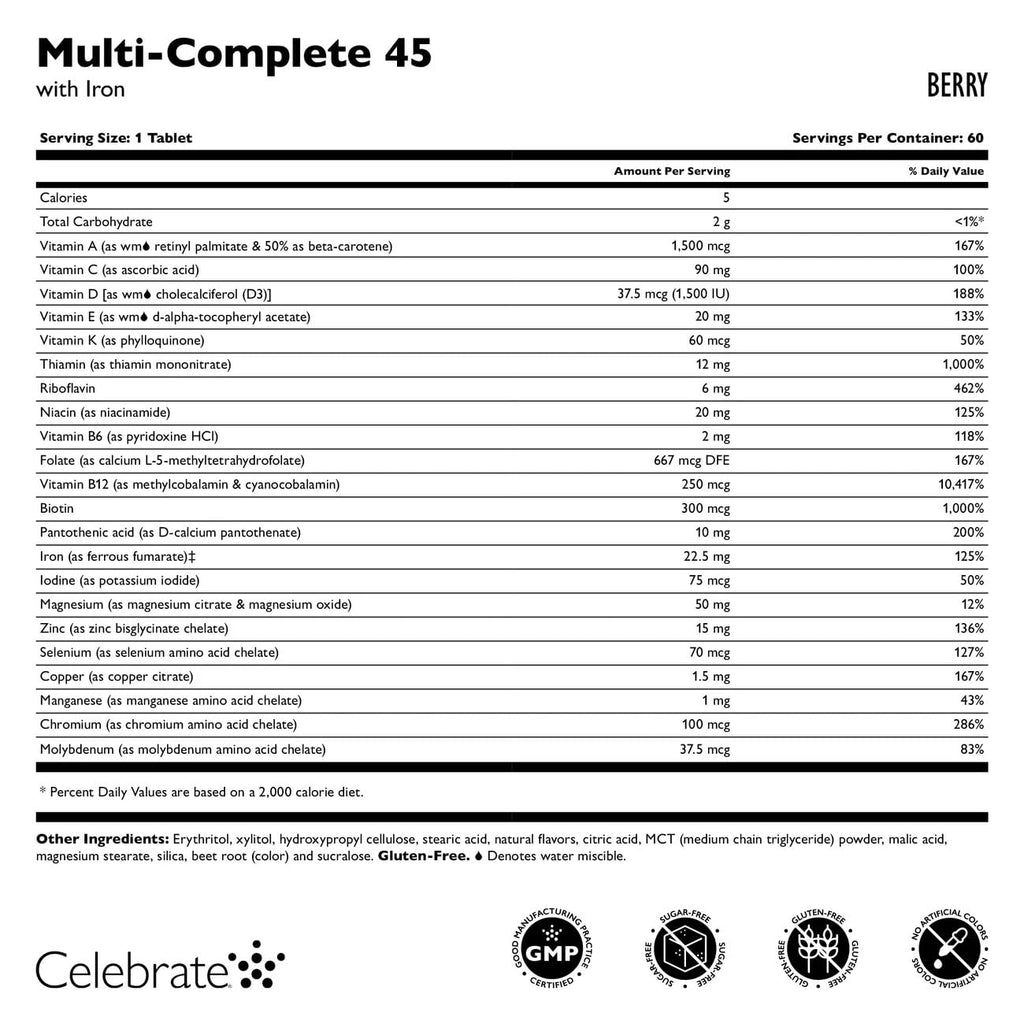 Celebrate Vitamins Multi-Complete 45 Bariatric Multivitamin with Iron - image 3