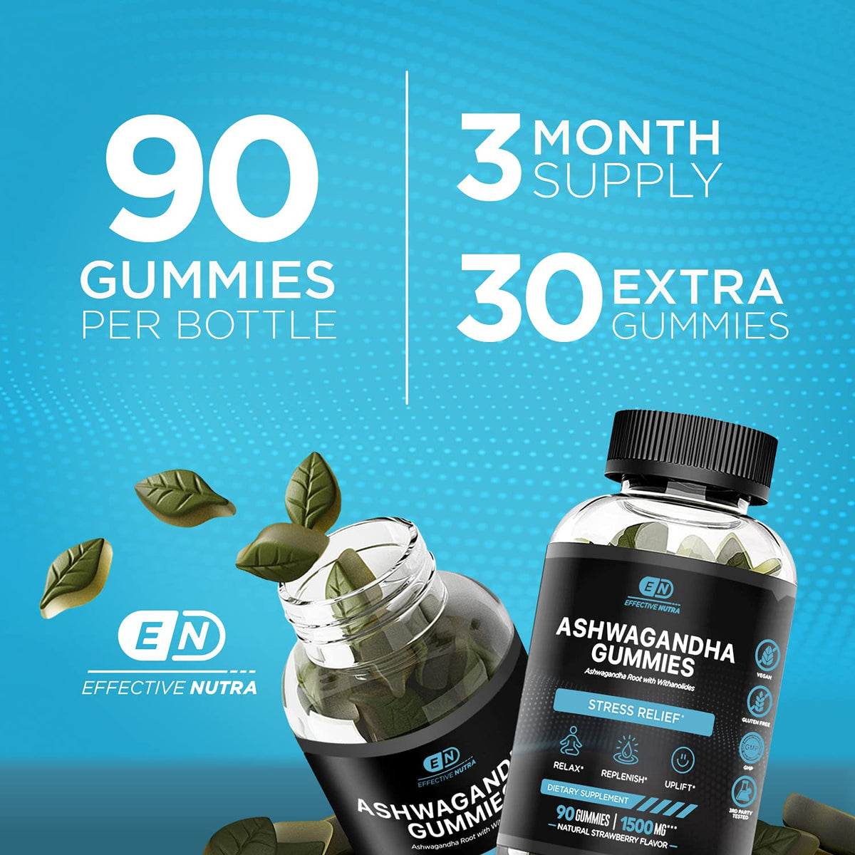 Effective Nutra Ashwagandha Gummies 1500mg - Stress Relief