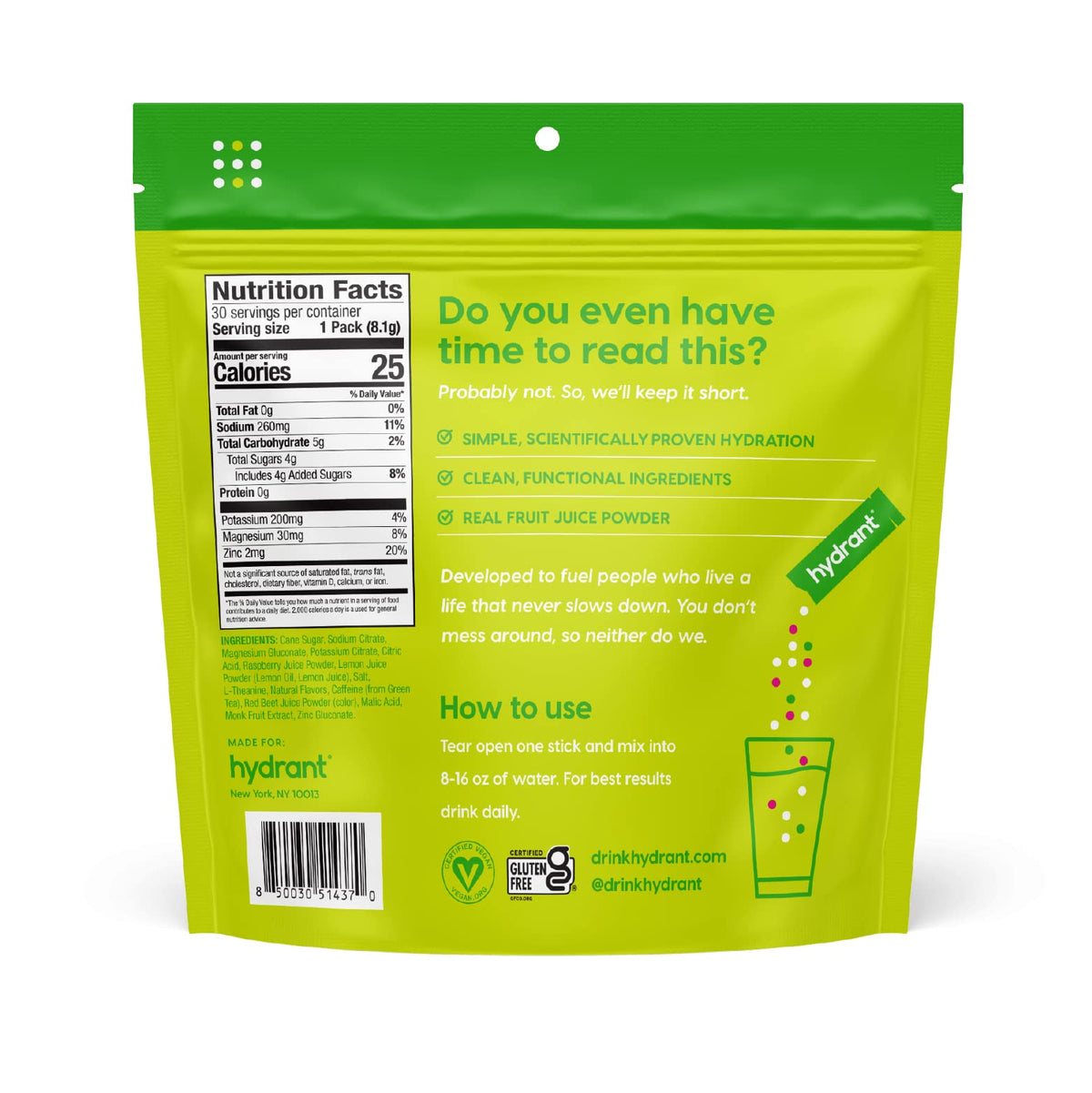 Hydrant Energy Electrolyte Powder Raspberry Lemonade - 30 Sticks - image 6