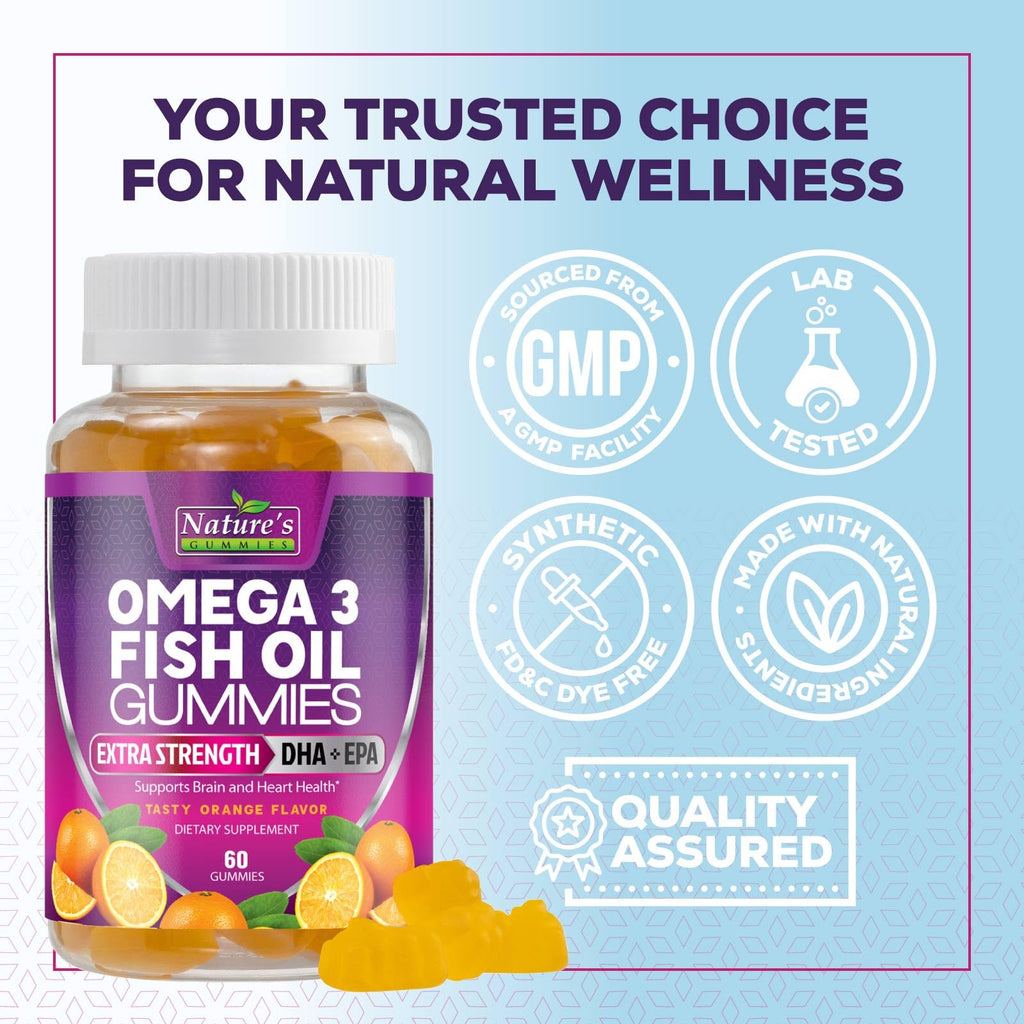 Nature's Nutrition Omega 3 Fish Oil Gummies - Extra Strength Omega-3