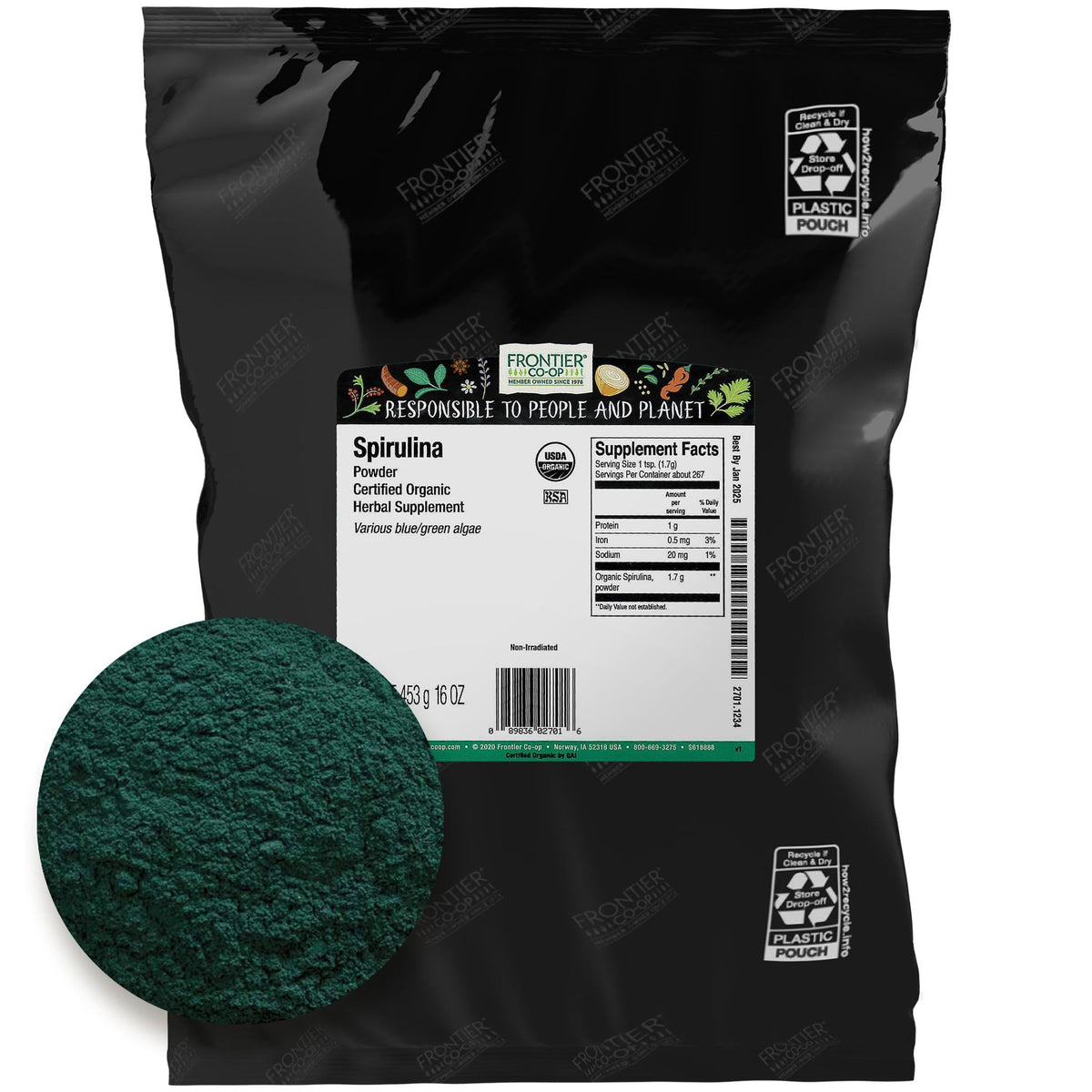 Frontier Co-op Spirulina Powder Organic - 1 Pound