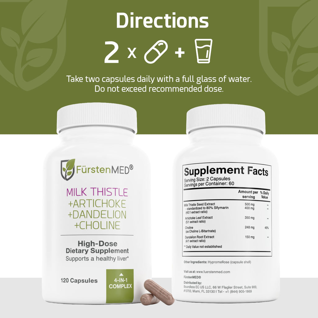 FürstenMED Milk Thistle with Artichoke Extract Liver Support - 120 Capsules - image 10