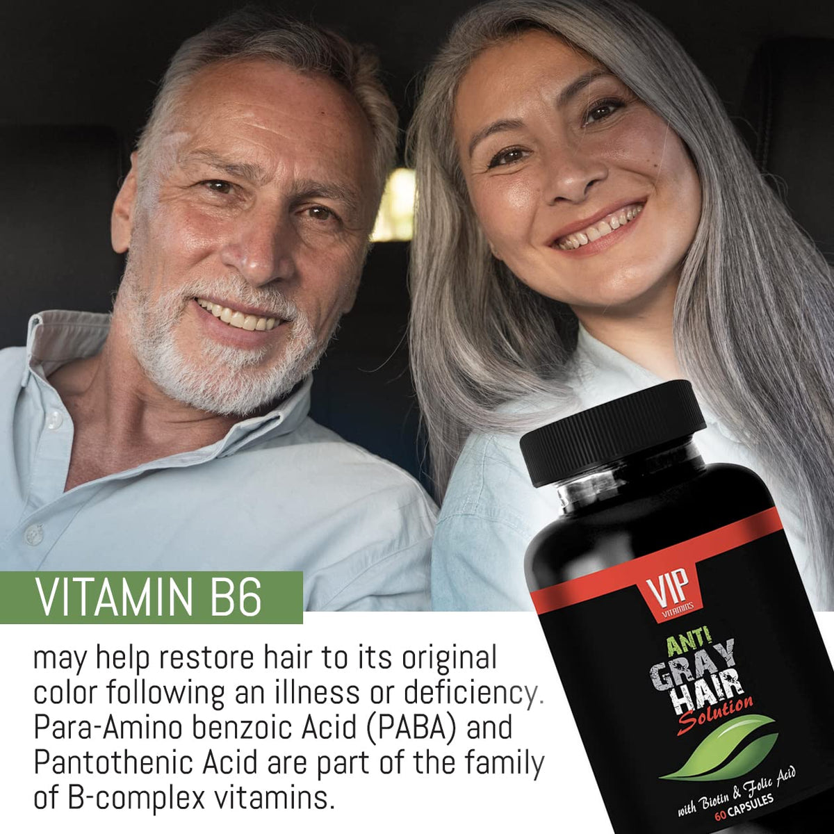 VIP Vitamins Pure Biotin Powder Gray Hair Solution - 120 Capsules - image 5