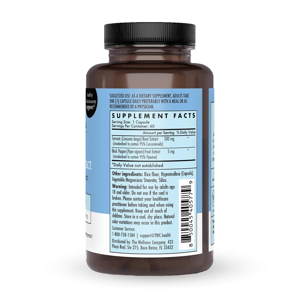 The Wellness Company Turmeric Extract with Curcumin & Black Pepper - 60 Capsules - image 3