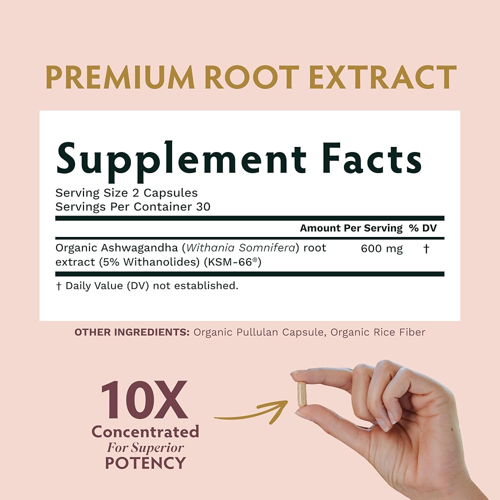 TRIBE ORGANICS Vegan Ashwagandha KSM-66 Supplement - 60 Capsules - image 3