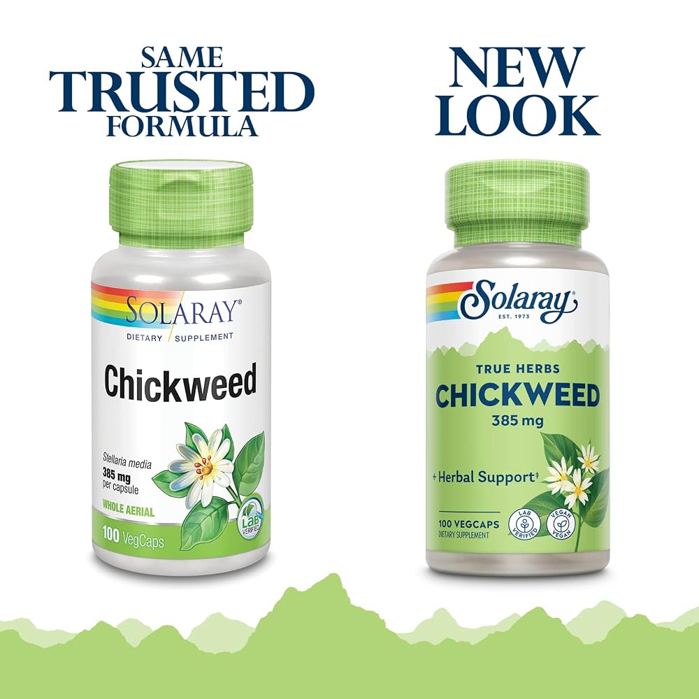 SOLARAY Chickweed 385 mg Herbal Supplement - 100 Vegetarian Capsules - image 2