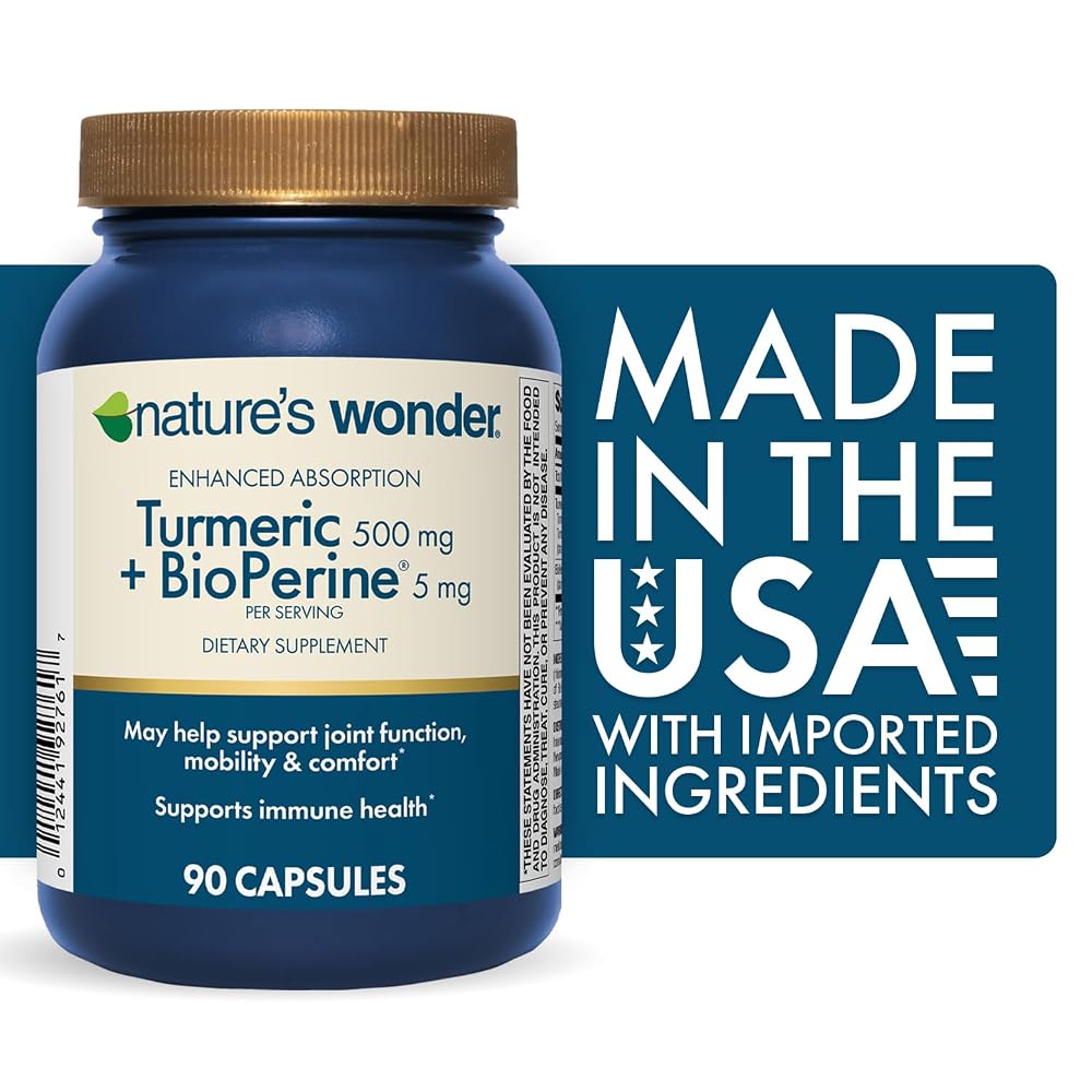 Nature's Wonder Turmeric 500mg with BioPerine - 90 Vegetarian Capsules - image 2