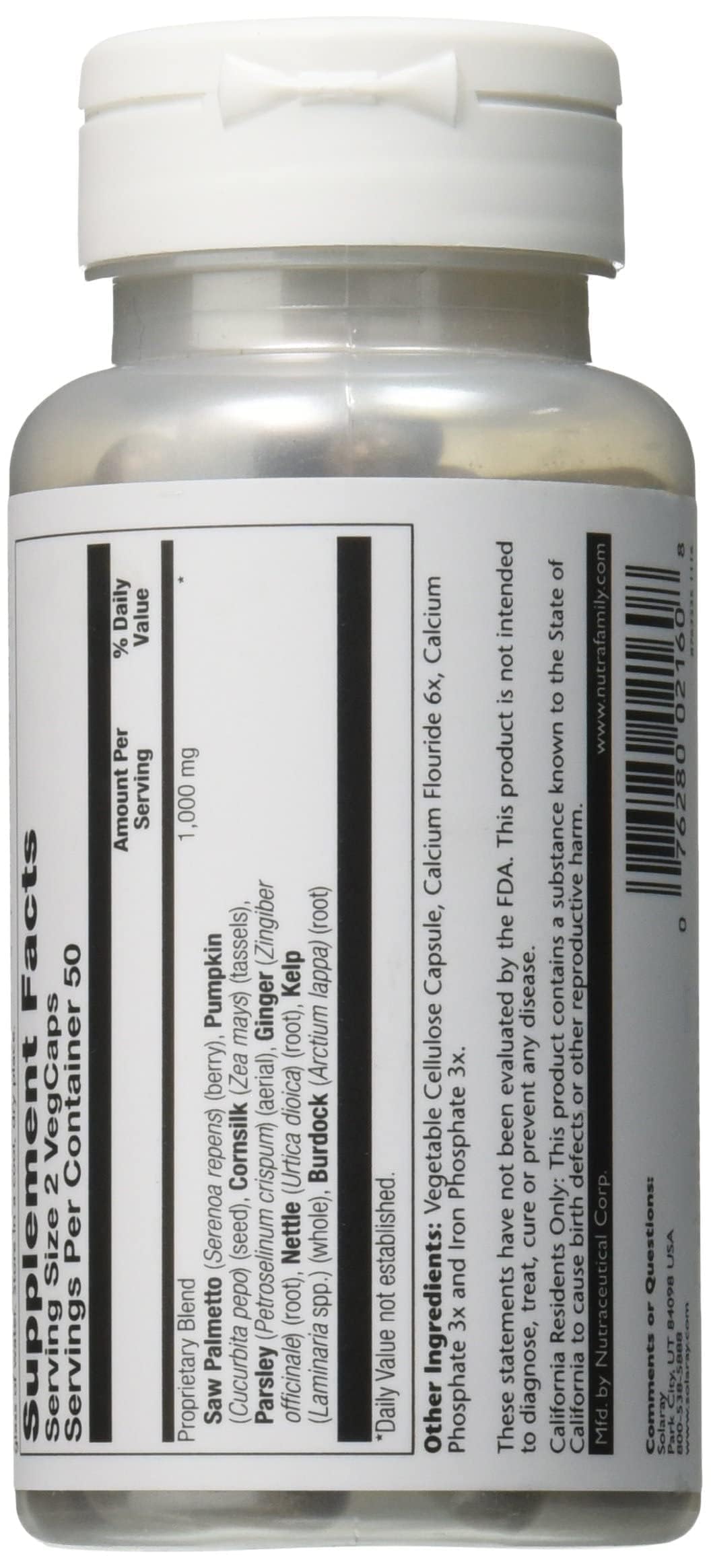 Solaray Prostate Blend SP-16 Saw Palmetto for Men - 100 Vegetarian Capsules - image 3