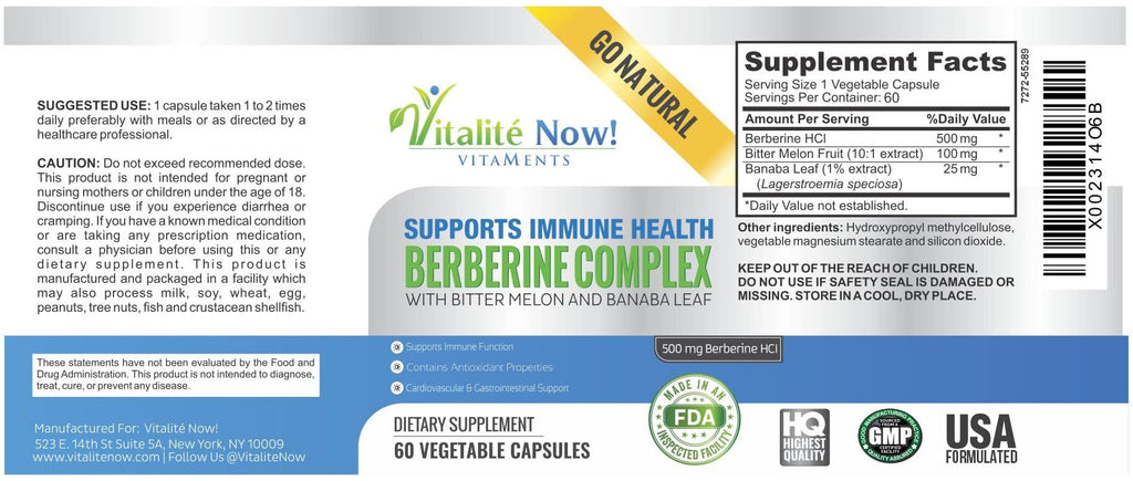 Vitalité Now! High Strength Berberine 500mg with Bitter Melon & Banaba - image 5