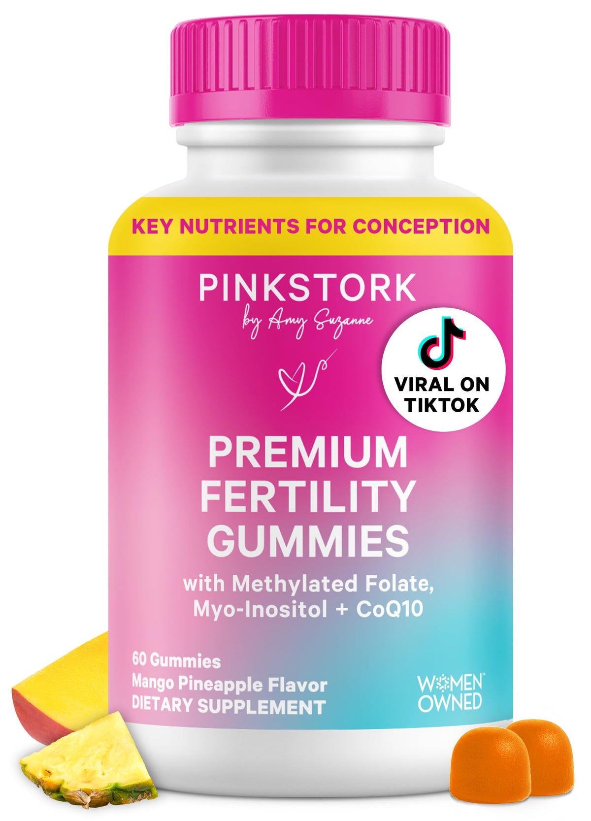 Pink Stork Fertility Gummies for Women - 60 Count