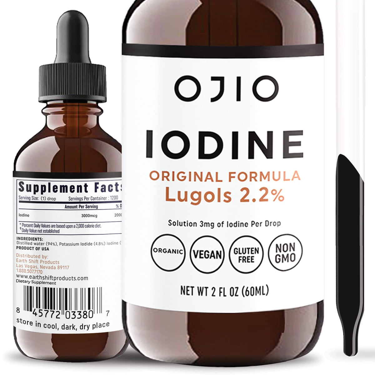 Ojio Lugol's Iodine Solution 2% Liquid Drops - 2 fl oz