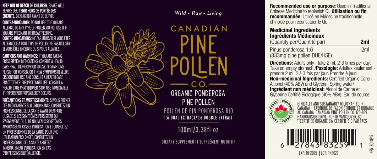 Canadian Pine Pollen Tincture 100% Wild Ponderosa - 100ml - image 2