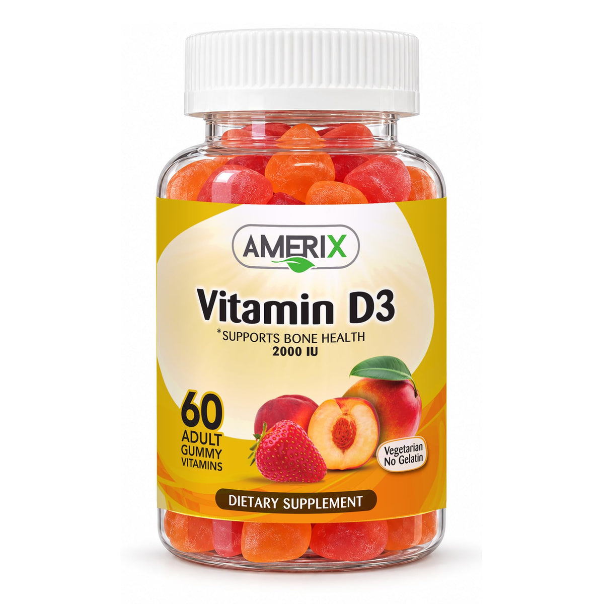 AMERIX Vitamin D3 Gummies for Adults 2000 IU - 60 Gummies