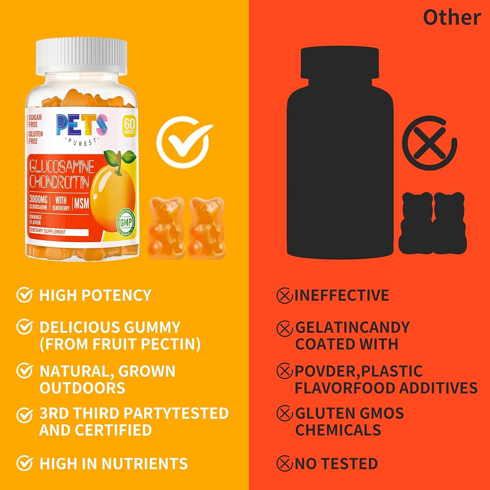 Pets Purest Glucosamine Chondroitin Gummies with MSM & Elderberry