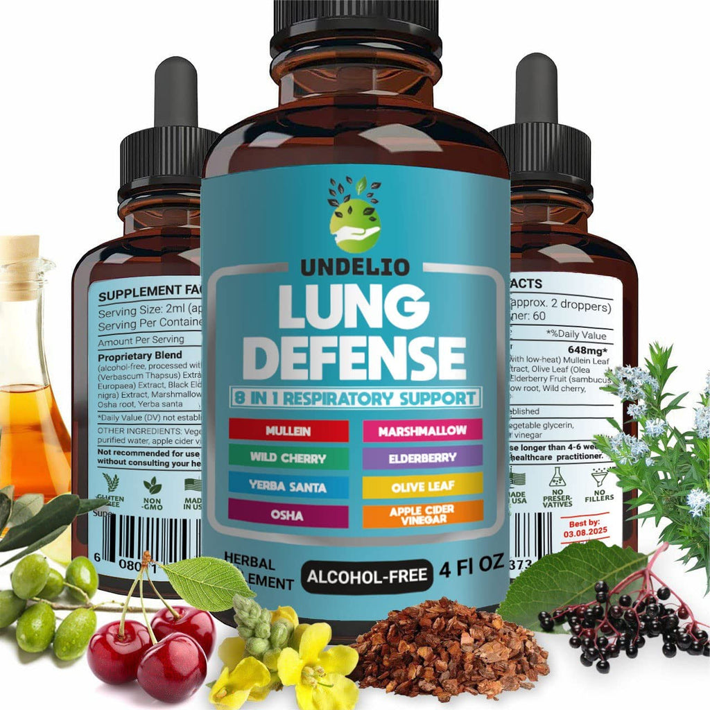 Undelio Lung Defense Herbal Extract 8 in 1 Blend - 4 Fl Oz