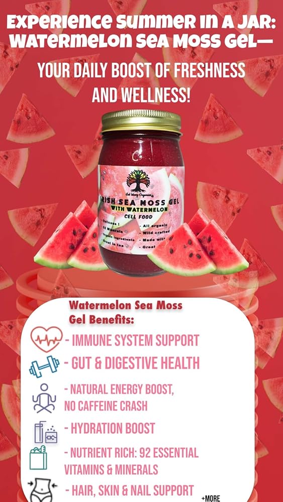 GET WAVY ORGANICS Irish Sea Moss Gel Watermelon - 16 oz - image 5