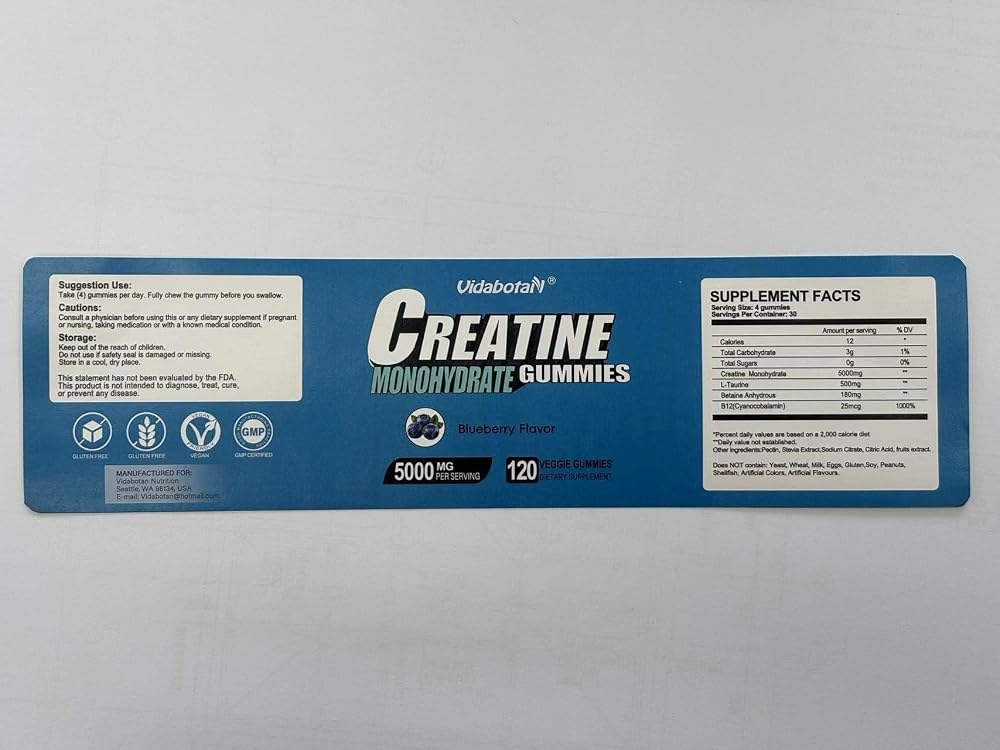 WLRAPSKY Creatine Monohydrate Gummies for Strength - 120 Count - image 8