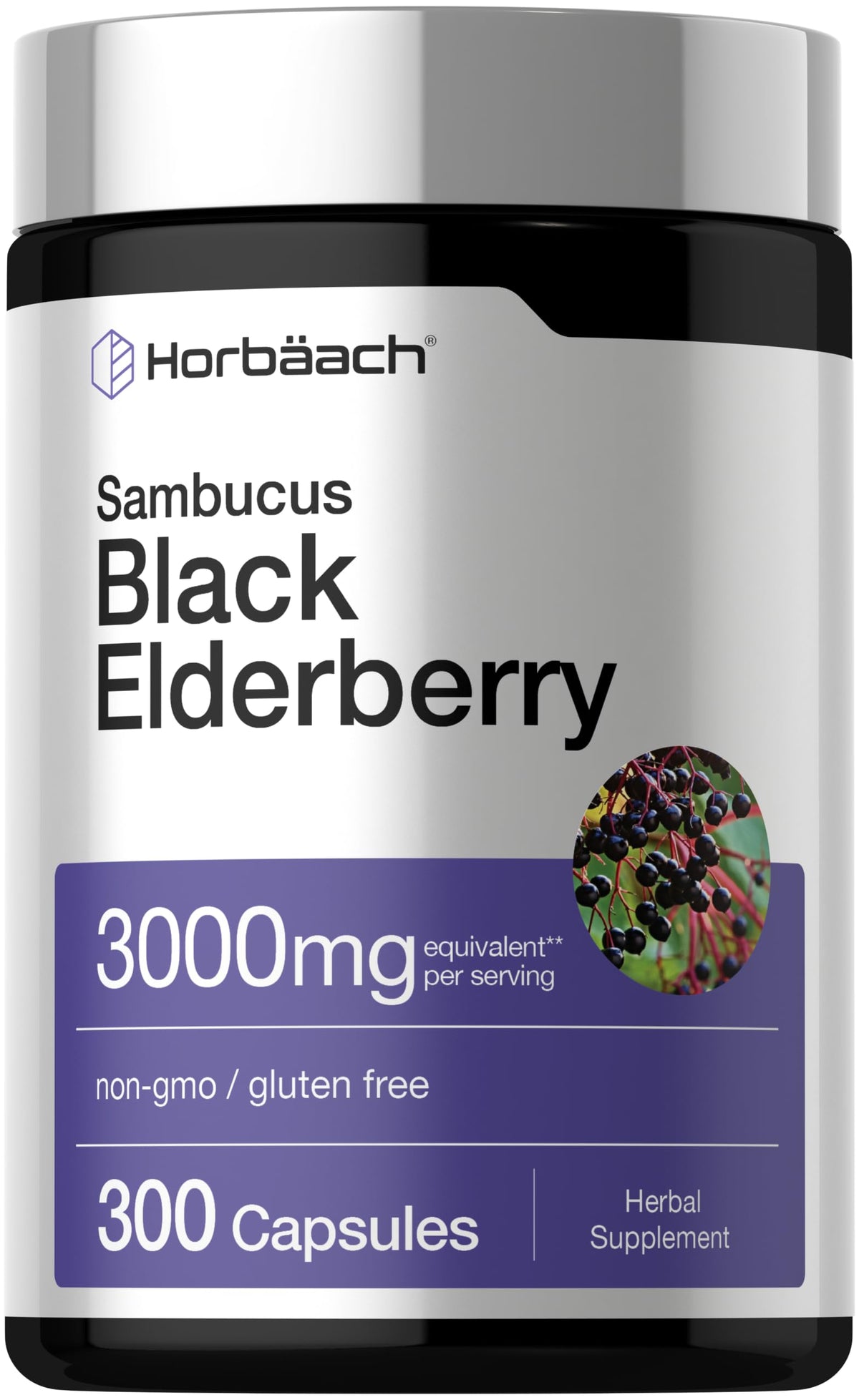 Horbäach Black Elderberry Supplement - 300 Capsules