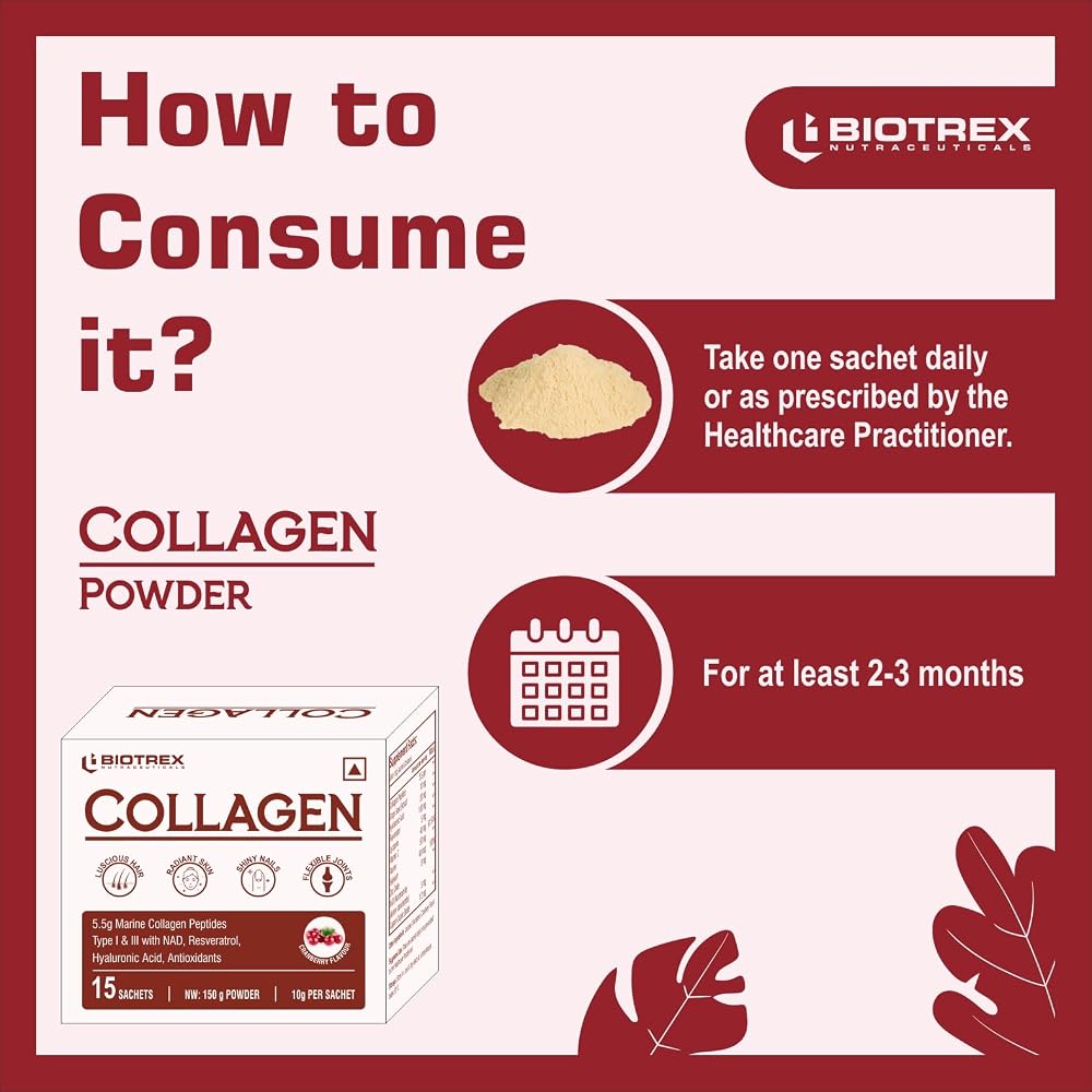 BIOTREX NUTRACEUTICALS Marine Collagen Powder - 15 Sachets - image 3