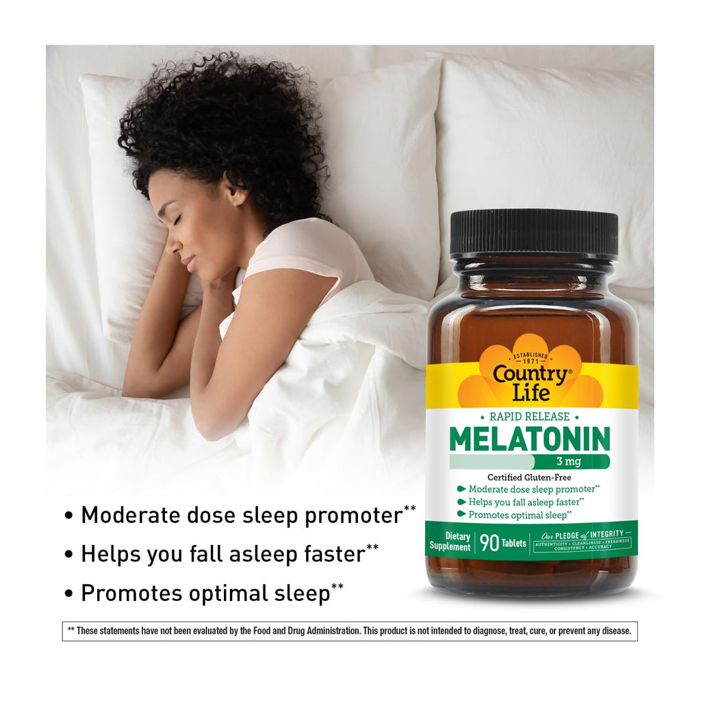 Country Life Melatonin Sleep Aid 3mg - 90 Tablets - image 3