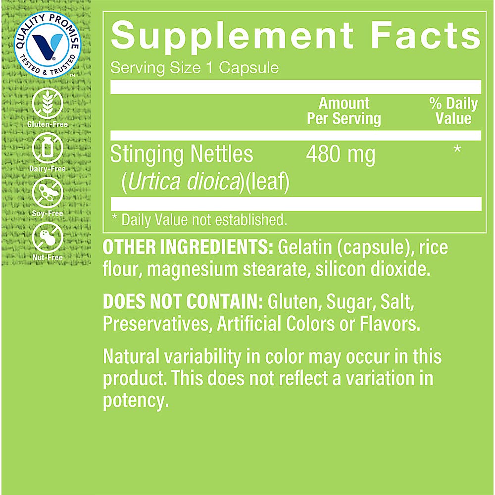 The Vitamin Shoppe Stinging Nettles 480 mg - 100 Capsules - image 2